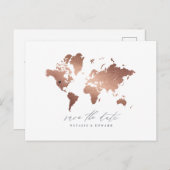 バラ金ゴールドメタリック結婚世界地図の発表 シーズンポストカード (正面/裏面)