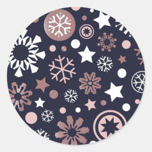 バラ金ゴールドメタリック雪片、冬の季節 ラウンドシール