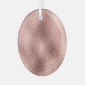 バラ金ゴールドメタリック：ヴィンテージシャイン。 ガラスオーナメント (正面左)