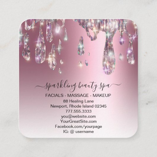 *~*バラ金ゴールドメタリックAP7ドリップグリッター スクエア名刺 (裏面)