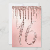 バラ金ゴールドメタルグリッタードリップフォト甘い16 招待状 (裏面)