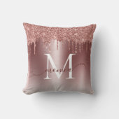 バラ金ゴールドメタルグリッタードリップモノグラム名 クッション (正面)