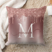 バラ金ゴールドメタルグリッタードリップモノグラム名 クッション (ブランケット)