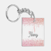 バラ金ゴールドメタルグリッターモノグラム名 キーホルダー (正面左)