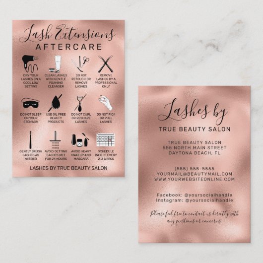 バラ金ゴールドメタルラッシュエクステンションアフターケアアイコン 名刺 (正面/裏面)