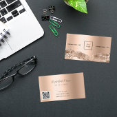 バラ金ゴールドメタル瑪瑙マーブルロゴQRコード 名刺