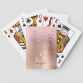 バラ金ゴールドメタル、グリッター、スクリプト名およびイニシャル トランプ (裏面)