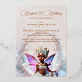 バラ金ゴールドメラニン妖精の冬のポーお洒落タル 箔招待状 (正面)