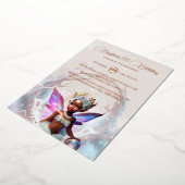 バラ金ゴールドメラニン妖精の冬のポーお洒落タル 箔招待状 (回転した状態)