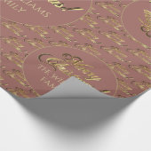 バラ金ゴールドメリークリスマスエレガント台本パターン ラッピングペーパー (角)