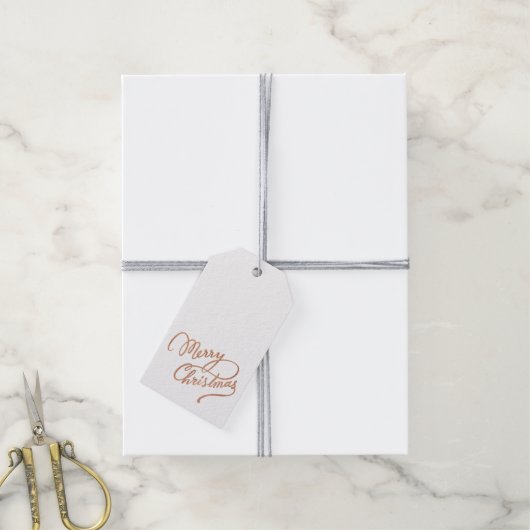 バラ金ゴールドメリークリスマスギフトラベル ギフトタグ (より糸付き)