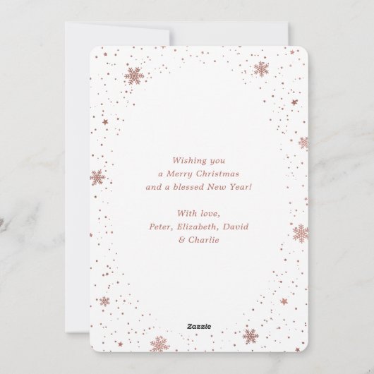 バラ金ゴールドメリークリスマススノーフレーク雪写真 シーズンカード (裏面)