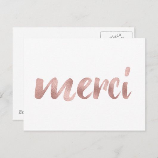 バラ金ゴールドメルシーポストカー感謝していド、あなたを、フォイルフォント ポストカード (正面/裏面)