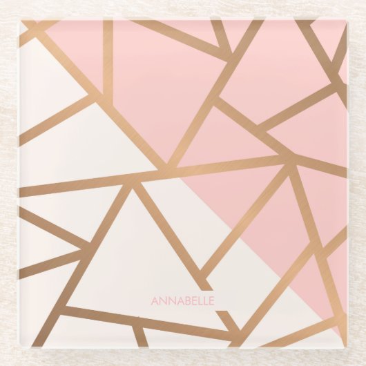 バラ金ゴールドモザイク ガラスコースター (正面)