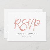 バラ金ゴールドモダンおとぎ話の結婚式RSVPポストカード ポストカード (正面/裏面)