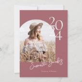 バラ金ゴールドモダンアーチミニマル写真卒業 招待状 (正面)