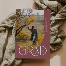 バラ金ゴールドモダンアーチミニマル写真卒業 招待状