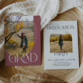 バラ金ゴールドモダンアーチミニマル写真卒業 招待状