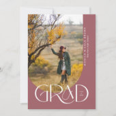 バラ金ゴールドモダンアーチミニマル写真卒業 招待状 (正面)