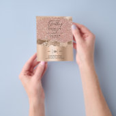 バラ金ゴールドモダングラマー結婚式の招待 チラシ (手)