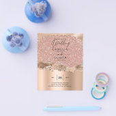 バラ金ゴールドモダングラマー結婚式の招待 チラシ (シングル)