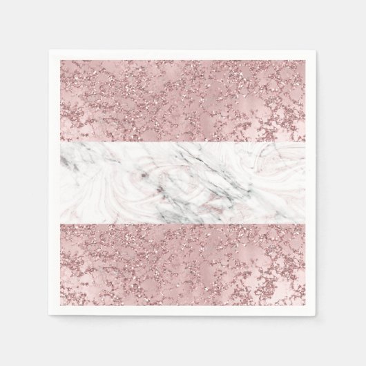 バラ金ゴールドモダングラムマーブル&グリッター装飾 スタンダードカクテルナプキン (正面)