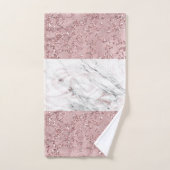バラ金ゴールドモダングラムマーブル&グリッター装飾 バスタオルセット (ハンドタオル)