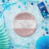 バラ金ゴールドモダングラムマーブル&グリッター装飾 ペーパープレート (パーティー)