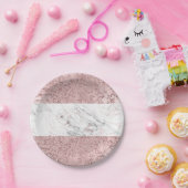 バラ金ゴールドモダングラムマーブル&グリッター装飾 ペーパープレート (パーティー)