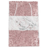 バラ金ゴールドモダングラムマーブル&グリッター装飾 ミディアムペーパーバッグ (正面)