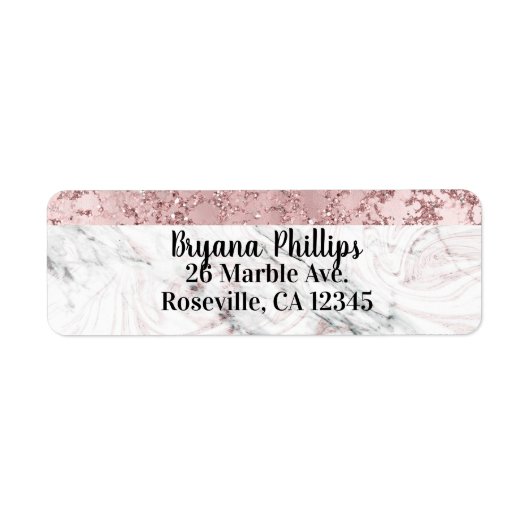 バラ金ゴールドモダングラムマーブル&グリッター装飾 ラベル (正面)