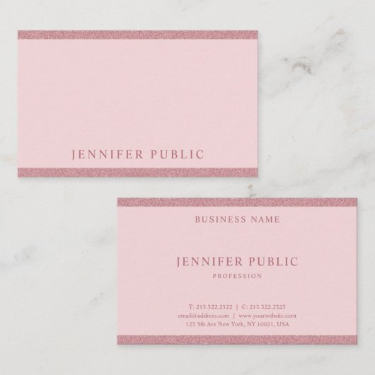 バラ金ゴールドモダングリッターエレガントシンプルテンプレート 名刺 (正面/裏面)