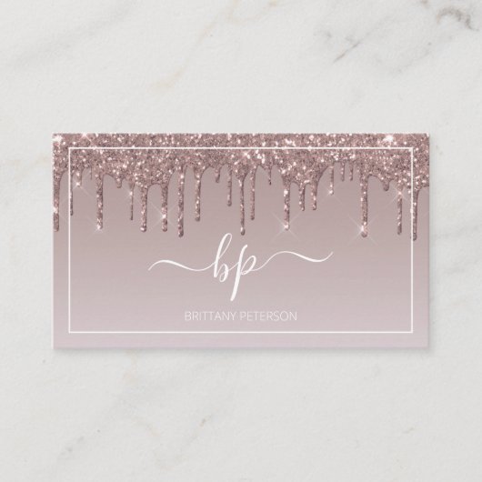 バラ金ゴールドモダングリッターガーリーメイクアップアーティスト 名刺 (正面)