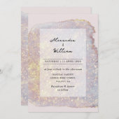 バラ金ゴールドモダングリッターパステルパープルウェディング 招待状 (正面/裏面)