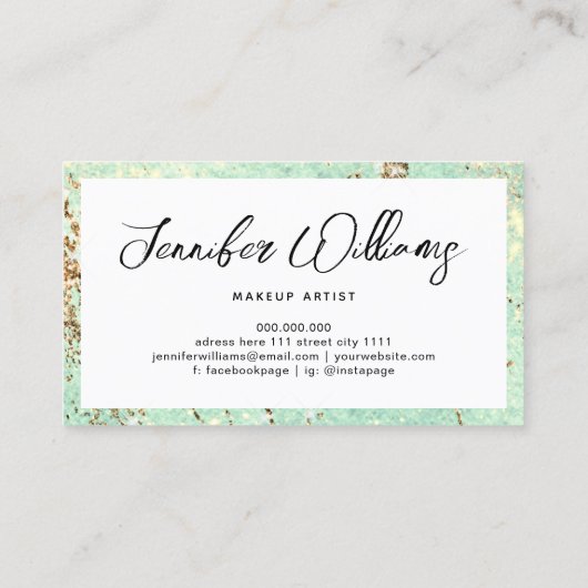 バラ金ゴールドモダングリッターメイクアップアーティストエレガント 名刺 (裏面)