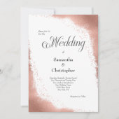 バラ金ゴールドモダングリッター結婚書道 招待状 (正面)