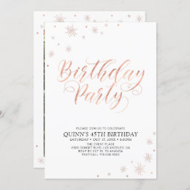 バラ金ゴールドモダンシック大人の誕生日パーティー 招待状