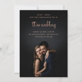 バラ金ゴールドモダンスクリプトと写真|結婚’s 招待状 (正面)