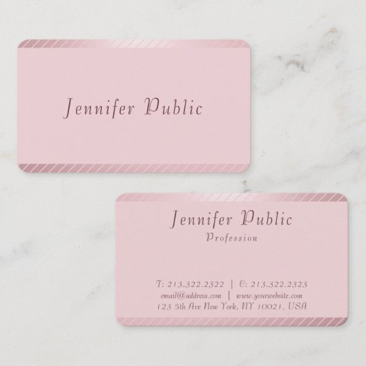 バラ金ゴールドモダンテンプレートエレガントトレンディーシンプル 名刺 (正面/裏面)