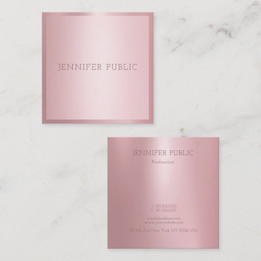 バラ金ゴールドモダンテンプレートエレガントプロフェッショナル スクエア名刺 (正面/裏面)