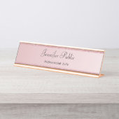 バラ金ゴールドモダンテンプレートプロフェッショナルエレガント デスクネームプレート (正面)