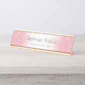 バラ金ゴールドモダンテンプレートプロフェッショナルトレンディー デスクネームプレート (正面)