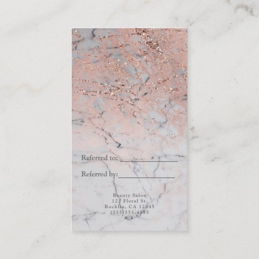 バラ金ゴールドモダンピンクマーブルグラムフレンド参照 紹介カード (裏面)