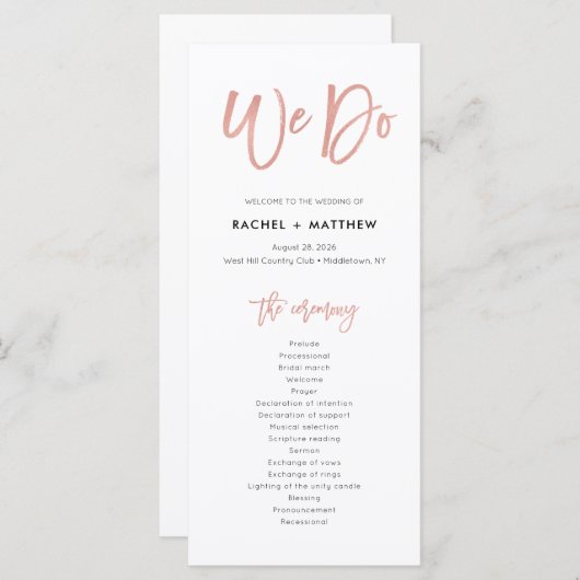 バラ金ゴールドモダンフェアリータールウィドゥ結婚式 プログラム (正面/裏面)