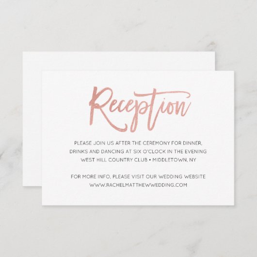 バラ金ゴールドモダンフェアリーテール結婚披露宴カード エンクロージャーカード (正面/裏面)