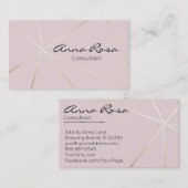 *~*バラ金ゴールドモダンフォイルトレンディーピンク幾何学模様 名刺 (正面/裏面)