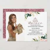 バラ金ゴールドモダンフローラフォトキンセアニェラ 招待状 (正面/裏面)