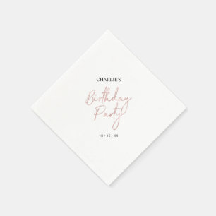 バラ金ゴールドモダンブラシスクリプト大人の誕生日パーティー スタンダードカクテルナプキン