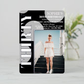 バラ金ゴールドモダンブラック30th誕生日パーティー写真 箔招待状 (立ち正面)