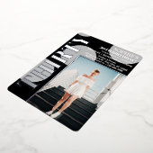 バラ金ゴールドモダンブラック30th誕生日パーティー写真 箔招待状 (回転した状態)